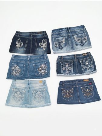 Vintage Y2K Denim Skirts Bundle | Cute Girl Summer Trend Lot(VM-165)