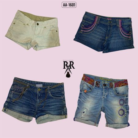 Y2k Tropical Vibe Denim Mini Shorts (AA-1601)