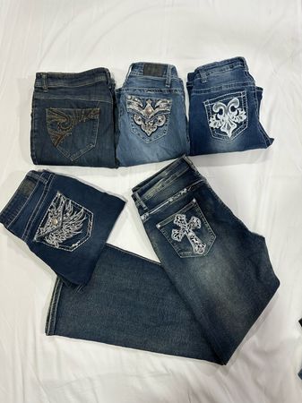Y2K Embellish Bootcut Jeans B # 373