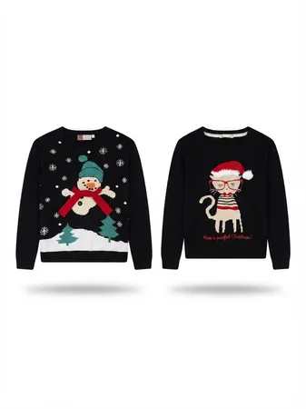 (FV-2373) Vintage style  Christmas Sweater Bundle | Wholesale Christmas Jumpers | Y2K Retro Holiday Knitwear