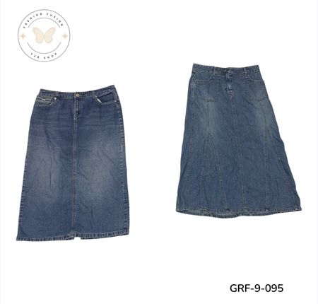 Y2K Denim Long Skirts | Vintage 2000s Women’s Denim Skirt Collection | Wholesale (GRF-9-095)