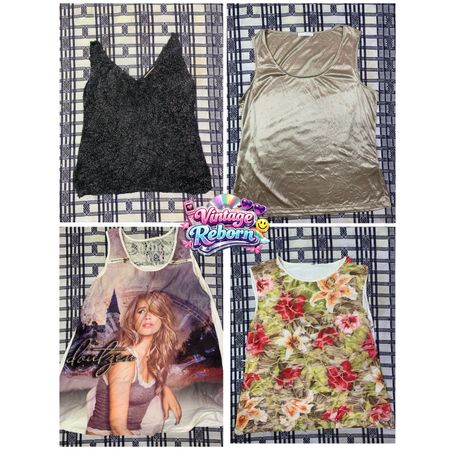 Y2K Vintage Glitter, Satin & Graphic Tank Bundle | VR-354