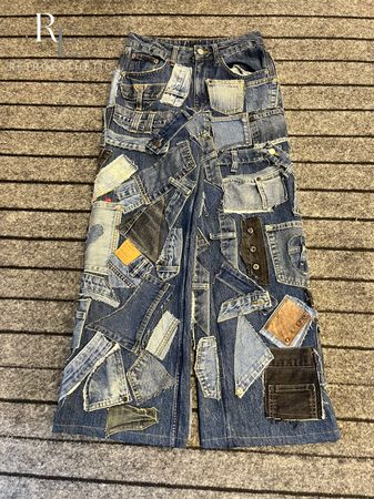 Upcycled Denim Patchwork Baggy Style Jeans