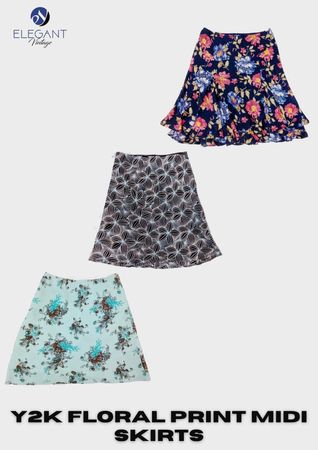 Y2K Floral Print Midi Skirts - EV2361