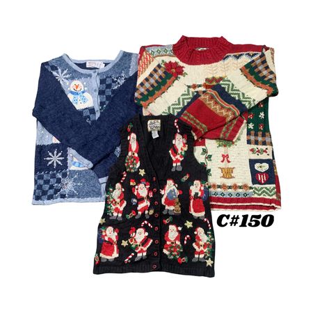 Großhandel Vintage Weihnachtspullover Bundle | 10 Stück Damen Feiertagscardigans Mischung (Tiara International, Heirloom Collectibles, Bobbie Brooks S-2X) C#150