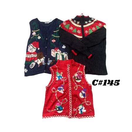 Großhandel Vintage Weihnachts-Pullover-Bundle | 10 Stück Damen-Urlaubs-Cardigans Mix (Tiara International, Studio, Quacker Factory, Talbots M-XL) C#145