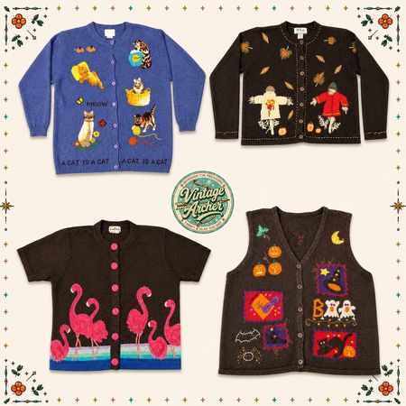 Vintage Heavy Knit Novelty Jumpers Mix Bundle 10pcs (S8)