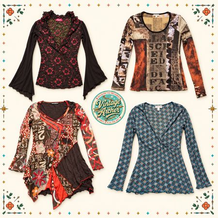 Y2K Euro Grunge Spitze & Statement Tops :10 Stück (B1)
