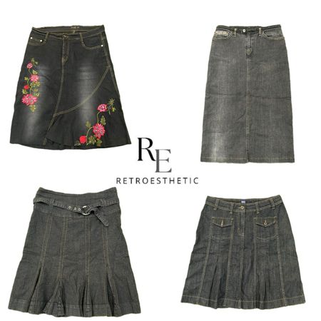Y2K NYC IT GIRL DENIM MIDI SKIRT Re-3833