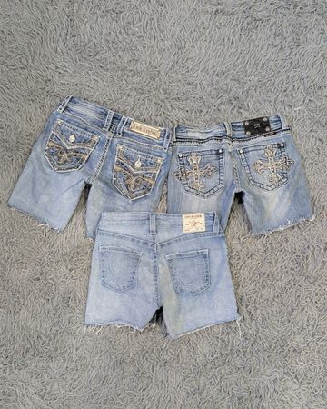 **Miss Me True Religion Rock Revival Shorts – Branded Denim Mix