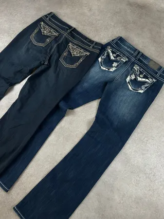 Y2K embroidery bootcut jeans