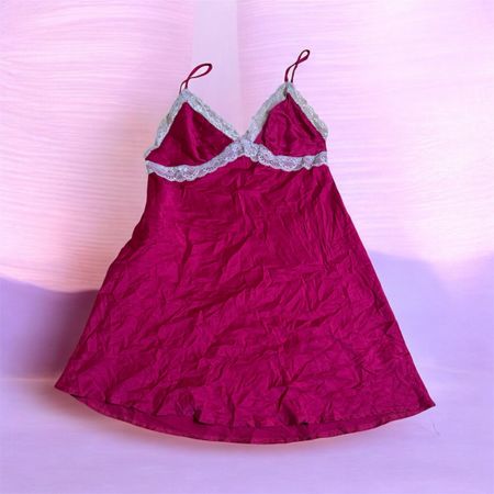 TH496 Title: Y2K Vintage Silk Slip Dress Embroidered Lace Trim