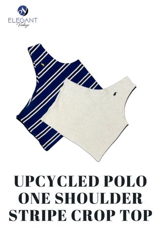 UPCYCLED Polo One Shoulder Stripe Crop Tops - EVR0323