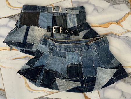 Upcycled Y2K Denim Patchwork Minirock