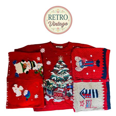 Suéter de Natal Vermelho Vintage |E|