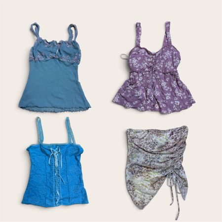 THB0024 Y2K Mesh Cami Tops | Vintage 2000s Sheer Printed & Fitted Tops | Wholesale Bundle