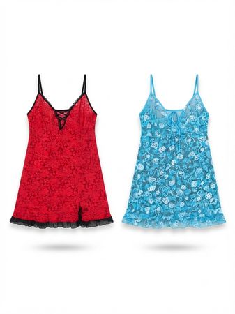 (FV-2038) Y2K Lace Cami Tops & Babydoll Lingerie Bundle | Vintage 90s Fairy Grunge Coquette Camisoles