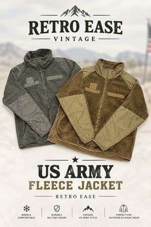 Vintage US Army Fleece Jacket | Military Style Full-Zip Fleece | Warm Outdoor Jacket