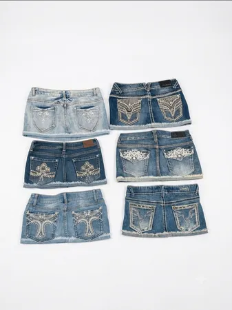Vintage Master Y2K McBling Embellished Denim Mini Skirt Bundle(A-03)