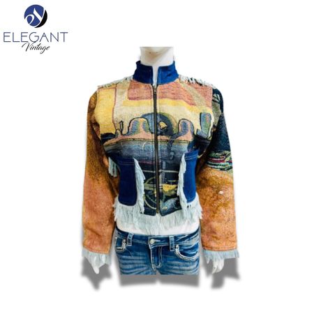 Upcycled Tapestry & Denim Ladies Crop Jackets - EVR0045
