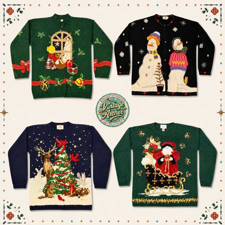 Vintage Heavy Knit Novelty Xmas Jumpers: 10pcs (CM4)