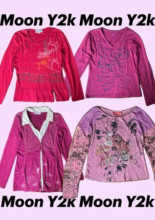 T shirts ajustés à manches longues Y2k Pretty Pink