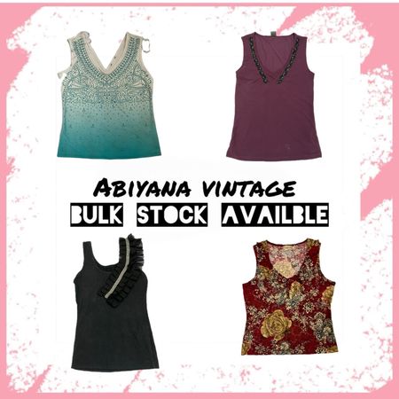 Y2K AV- 153 Embellished Tank Top Bundle - Rhinestone & Floral Print Tops