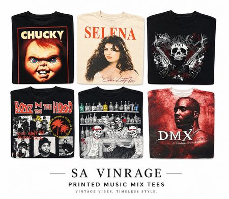 T-shirts Vintage Imprimés de Musique Mix