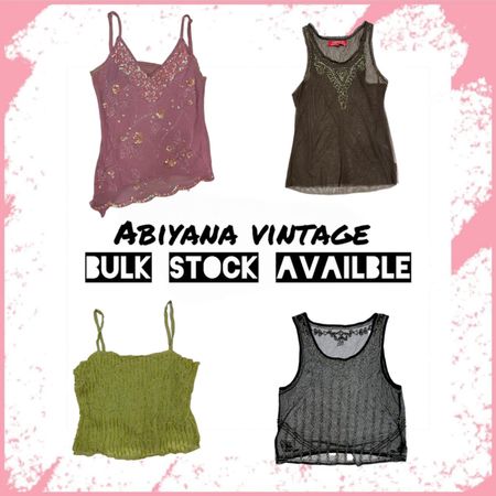 Y2K Beaded Sequin Tank Tops - Vintage 90s Embellished Mesh Cami Top Bundle-AV-126
