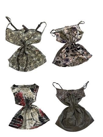 Y2K Grey And Pink Floral Lace Trim Camisoles-ST-296
