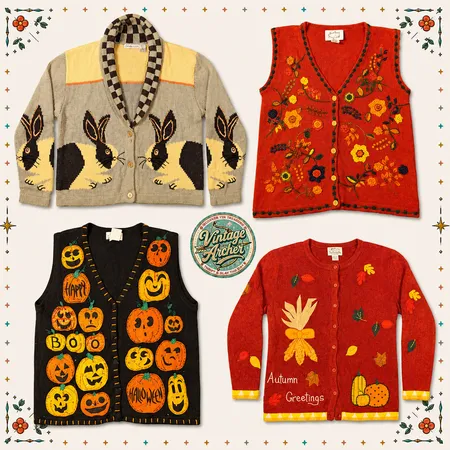 Schweres Strick Vintage Halloween & Tier Mischbundle: 10 Stück (S3)