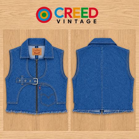 CR2248 UPCYCLED LEVI’S BUCKLE CUT-OUT DENIM VEST