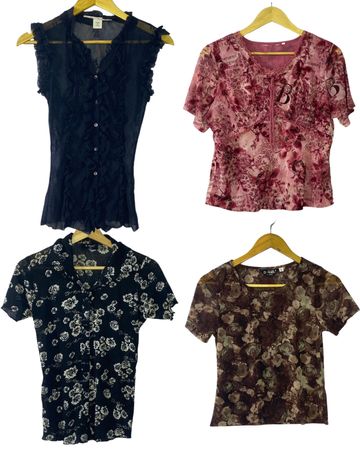 Vintage Y2K Floral, Ruffled & Printed Half Sleeve Blouses Collection