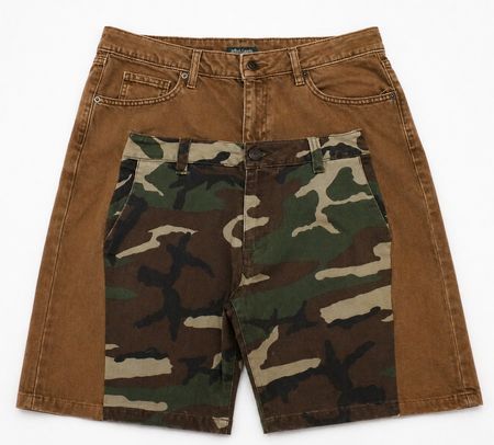 CR2085 Upcycled Camo Panel Shorts