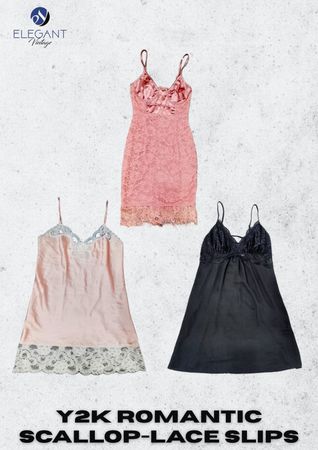 Y2K Romantic Scallop-Lace Slips - EV2392