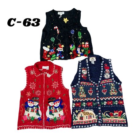 Lot de pulls de Noël vintage en gros | 10 pièces de cardigans de fête pour femmes mélange (Tiara International, Studio, S-XL) C#63