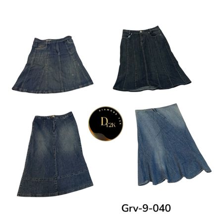 * Y2K Vintage Denim Skirt – Women’s Poly Skirt (GRV-9-040)