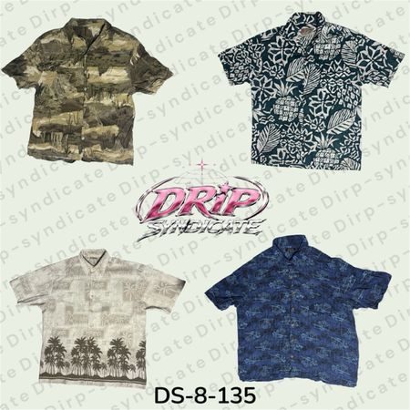 Men’s Hawaiian Shirt – Tropical Floral Print Casual Short Sleeve Shirt (DS-8-135)