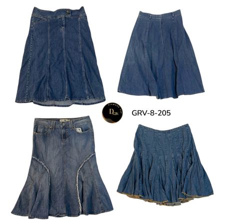 Jupe longue en denim pour femmes - Jupe maxi style vintage premium Y2K. (GRV-8-205)