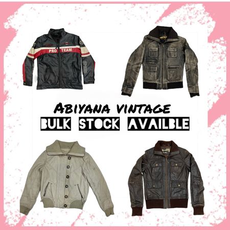 Y2K Leather Jackets Bundle - Moto Racer Pro Team, Washed Bomber & Vintage Biker Jackets -Av-163