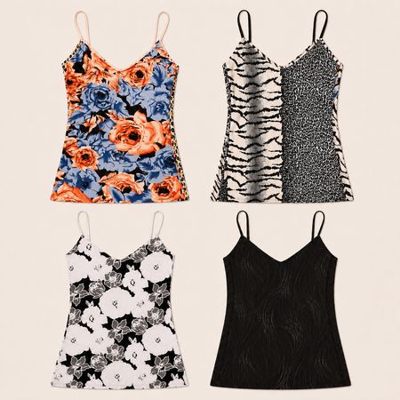 Y2k Upcycled Printed Monochrome Cami Top