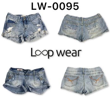 Y2K Cuffed & Whiskered Low-Rise Jean Shorts