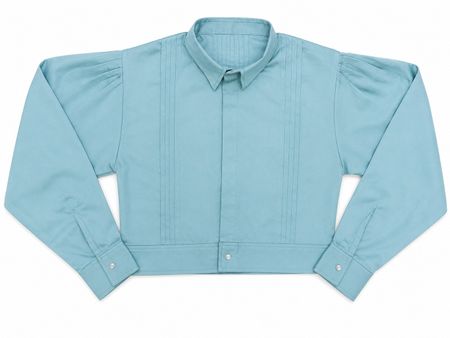 CR1982 UPCYCLED PINTUCK CROPPED SHIRT