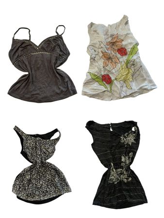 Y2K Black Silver Sequined Trim Camisoles-ST-282