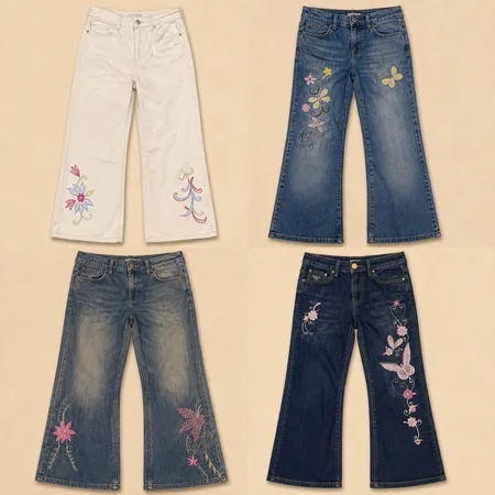 Y2K Up cycled Embroidered Denim Jeans