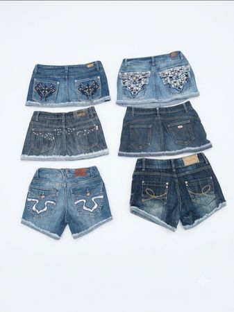 Y2K & McBling Embellished Denim Skirts & Shorts Bundle | Vintage Master(A-14)