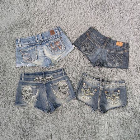 ***Y2K Mixed Rise Denim Hot Shorts