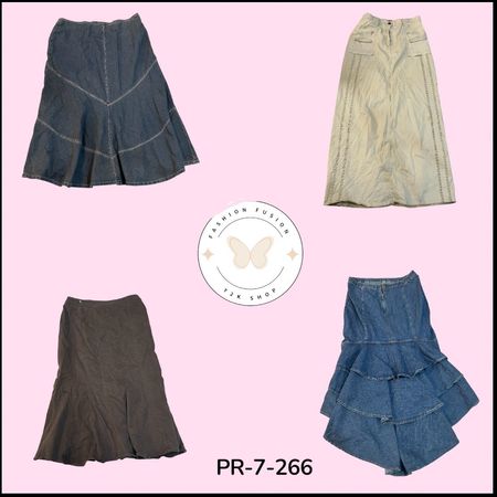 Women’s Y2K Denim Maxi Skirt – Vintage 2000s Long Denim Style (PR-7-266)