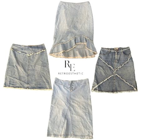 Y2K Paris Hilton Era Girl Denim Midi Skirts