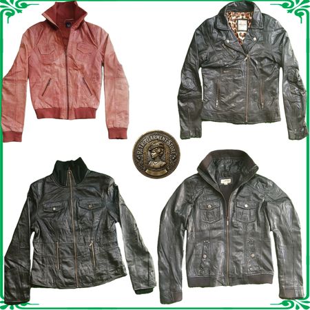 Damen Vintage Europäische Lederoberbekleidungs Auswahl Retro Mode Mix A17